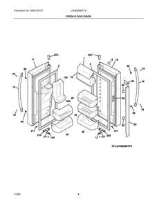 Fresh Food Door Diagram and Parts List for LGHB2869TF9  Frigidaire Refrigerator