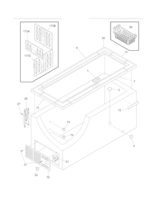 Cabinet Diagram and Parts List for KFC13M5LW3  Kelvinator Freezer