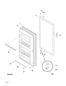 Door Diagram and Parts List for FFU13M3HW5  Frigidaire Freezer