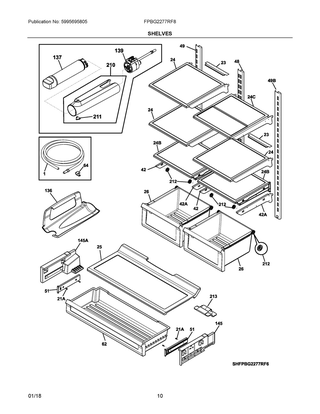 Shelves Diagram and Parts List for FPBG2277RF8  Frigidaire Refrigerator