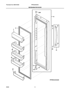 Refrigerator Door Diagram and Parts List for FRSC2333AS4A  Electrolux Refrigerator
