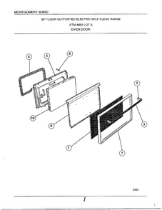 Oven Door Diagram and Parts List for 4863A  Frigidaire Range
