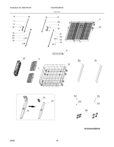 Racks Diagram and Parts List for FDSH4502BF0A  Frigidaire Dishwasher