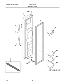 Freezer Door Diagram and Parts List for FGSS2335TFA  Frigidaire Refrigerator