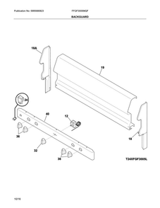 Backguard Diagram and Parts List for FFGF3005MQF  Frigidaire Range