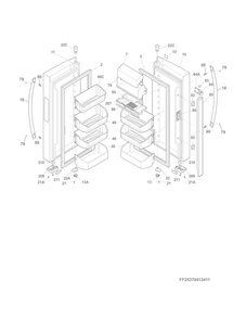 Fresh Food Door Diagram and Parts List for 25370413417  Kenmore Refrigerator