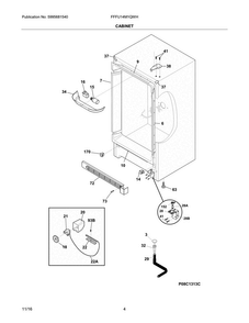 Cabinet Diagram and Parts List for FFFU14M1QWH  Frigidaire Freezer