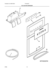 Ice And Water Dispenser Diagram and Parts List for FFHX2325TE3  Frigidaire Refrigerator