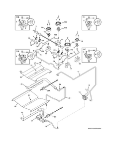 Burner Diagram and Parts List for FGGS3065PFM  Frigidaire Range