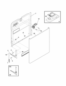 Door Diagram and Parts List for 58714014408A  Kenmore Dishwasher