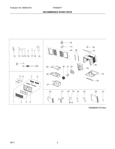 Recommended Spare Parts Diagram and Parts List for FRA086AT710  Frigidaire Air Conditioner