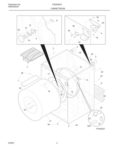 Cabinet/Drum Diagram and Parts List for FSE849GHS0  Frigidaire Dryer