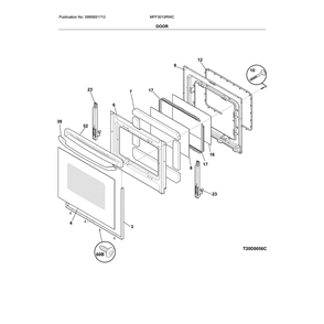 Door Diagram and Parts List for MFF3015RWC  Frigidaire Range