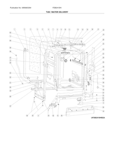 Tub/water Delivery Diagram and Parts List for FDB2410HIB3B  Frigidaire Dishwasher