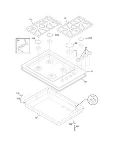 Cooktop Diagram and Parts List for FFGC3025LSC  Frigidaire Cooktop
