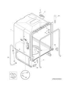 Tub Diagram and Parts List for FBD2400KB7B  Frigidaire Dishwasher