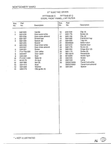 Door/front Panel/lint Filter Page 2 Diagram and Parts List for 7348-80C  Frigidaire Dryer