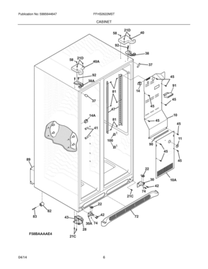 07 - CABINET Diagram and Parts List for FFHS2622MST  Frigidaire Refrigerator