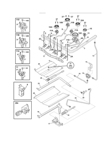 Burner Diagram and Parts List for CEW30GF6GSK  Electrolux Range
