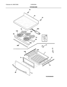 Top/Drawer Diagram and Parts List for GCRE3038ADE  Frigidaire Range