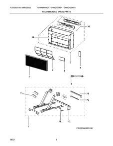Recommended Spare Parts Diagram and Parts List for GHWQ105WD100  Frigidaire Air Conditioner