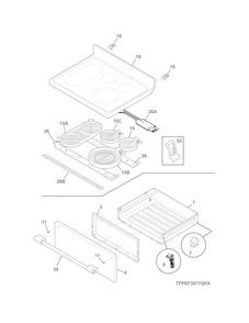 Top/drawer Diagram and Parts List for FPEF3077QFA  Frigidaire Range