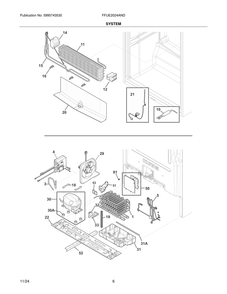 System Diagram and Parts List for FFUE2024AND  Frigidaire Freezer
