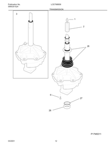 Transmission Diagram and Parts List for LCE756BS8  Frigidaire Dryer