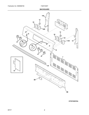 Part Location Diagram of 5304510017 Frigidaire PANEL BACKGUARD
