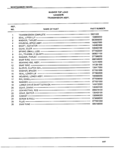 Transmission Assy Page 2 Diagram and Parts List for 6307B  Frigidaire Washer