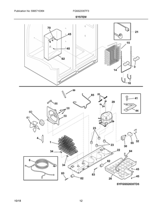 System Diagram and Parts List for FGSS2335TF3  Frigidaire Refrigerator