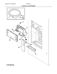 Control And Ice Dispenser Diagram and Parts List for FRFS2823AS0  Frigidaire Refrigerator