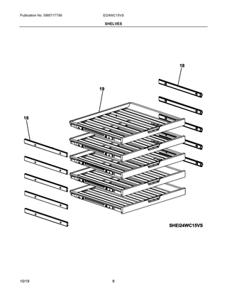 Shelves Diagram and Parts List for EI24WC15VS  Frigidaire Wine and Beverage Cooler