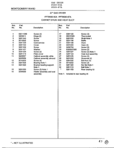 Cabinet Drum And Heat Duct Page 2 Diagram and Parts List for 8589-87A  Frigidaire Dryer