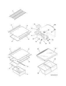 Shelves Diagram and Parts List for FTMD18P4KW8  Frigidaire Refrigerator