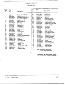 Freezer 16 Cubic Feet Page 6 Diagram and Parts List for 46851-0B  Frigidaire Freezer