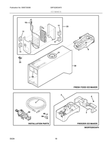 Ice Maker Diagram and Parts List for GRFS2853AF5  Frigidaire Refrigerator