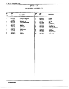 Dryer Page 2 Diagram and Parts List for 8208A  Frigidaire Dryer