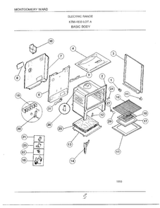 Basic Body Diagram and Parts List for 4833A  Frigidaire Range