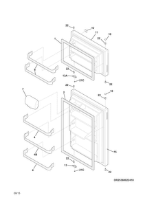 Doors Diagram and Parts List for 25360022414  Kenmore Refrigerator