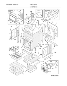 Lower Oven Diagram and Parts List for FGMC2765PFF  Frigidaire Microwave Oven Combo