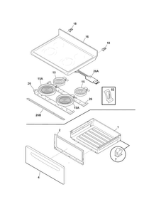 Top/drawer Diagram and Parts List for LFEF3019MWF  Frigidaire Range