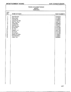 Air Conditioner Page 10 Diagram and Parts List for 5197A  Frigidaire Air Conditioner