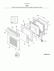 Door Diagram and Parts List for 79095103412  Kenmore Range