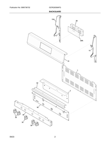 Backguard Diagram and Parts List for GCRG3038AFG  Frigidaire Range