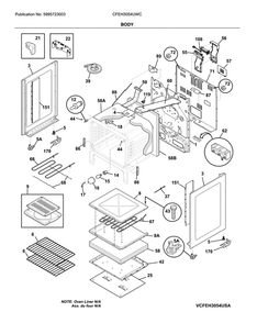 Body Diagram and Parts List for CFEH3054UWC  Frigidaire Range