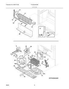 System Diagram and Parts List for FFUE2024AWB  Frigidaire Freezer