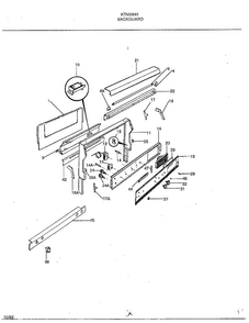 Backguard Diagram and Parts List for 2893  Frigidaire Range
