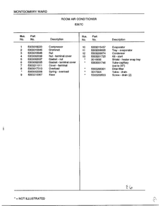 Room Air Conditioner Page 6 Diagram and Parts List for 5367C  Frigidaire Air Conditioner