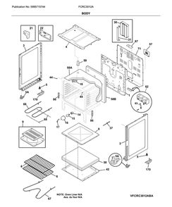 Body Diagram and Parts List for FCRC3012ABA  Frigidaire Range